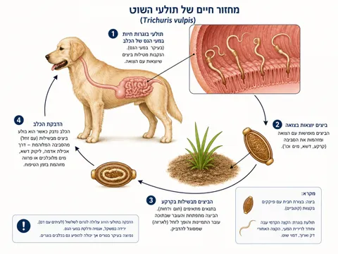 טפילים פנימיים אצל כלבים: אילו תולעים נפוצות בישראל וכיצד להגן על הכלב שלכם 🐾