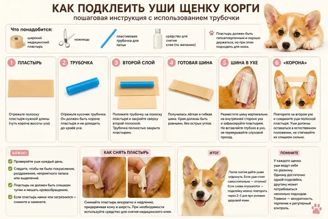 Нужно ли подклеивать уши щенку корги и как это сделать
